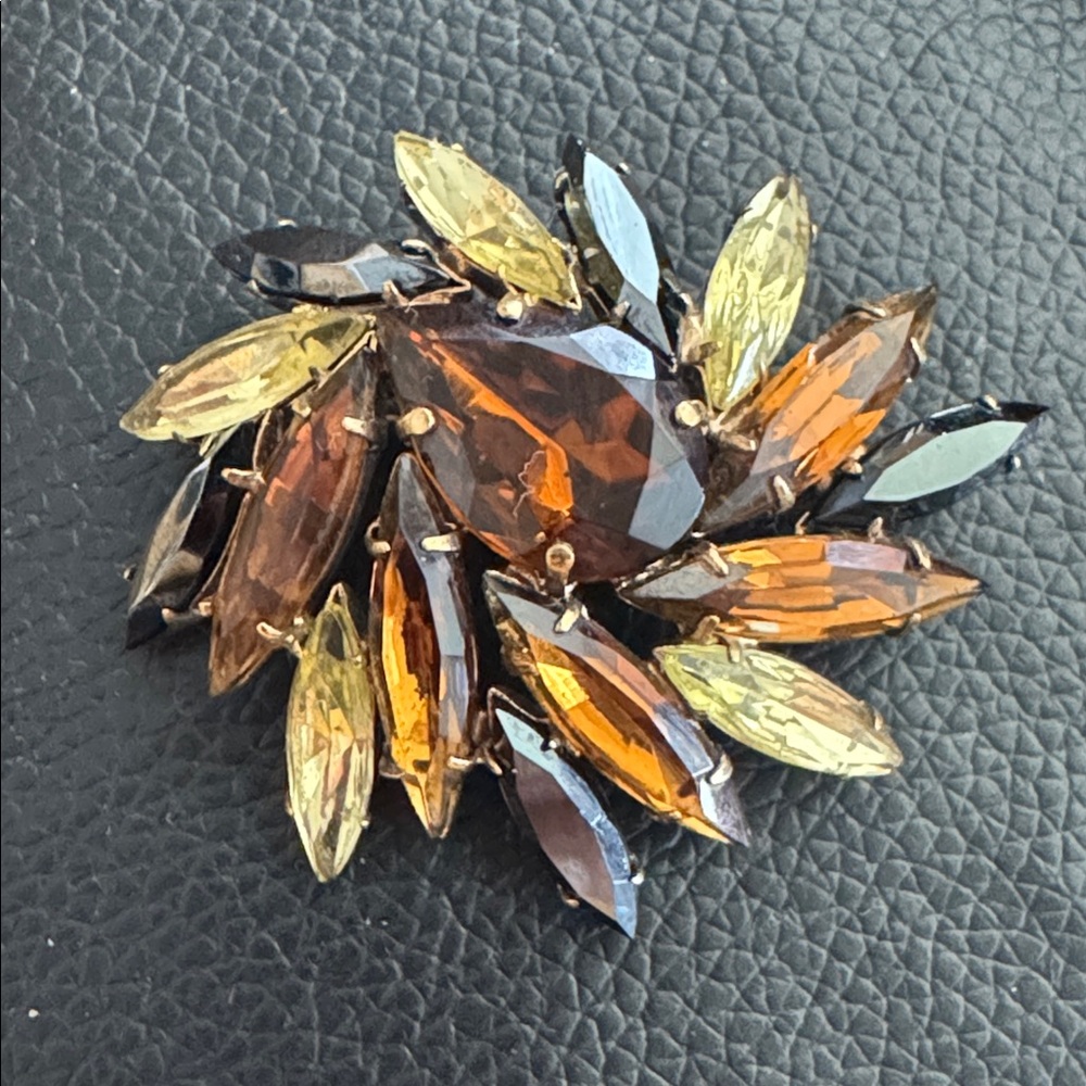 Vintage Multi Coloured Rhinestone Brooch